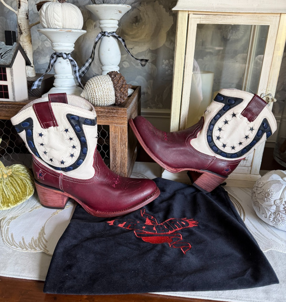 FREEBIRD GAMBLER Red Multi Women's Leather Western Boots Size 6